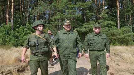 Belarusian President Alexander Lukashenko with army.