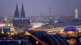 illuminated city center with the Cathedral in Cologne