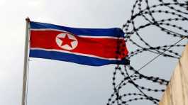North Korea flag flutters