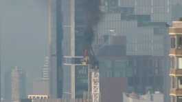 construction crane caught fire in Manhattan