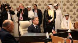 Antony Blinken attends a meeting with Arab foreign ministers