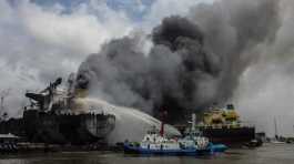 Ship Fire In Yangon 